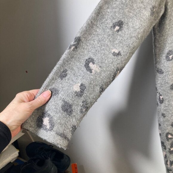 Womens Chicos Wool Blend Zip Cardigan Animal Print Gray Pink Metallic L - Picture 5 of 10
